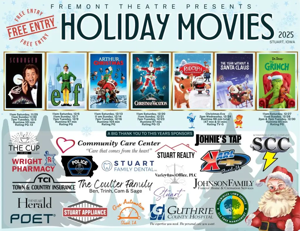 winter 2025 free movies stuart iowa